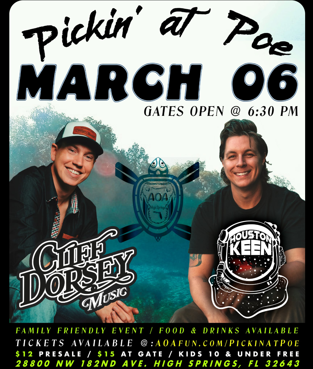 Pickin at Poe Poster featuring Cliff Dorsey and Houston Keen