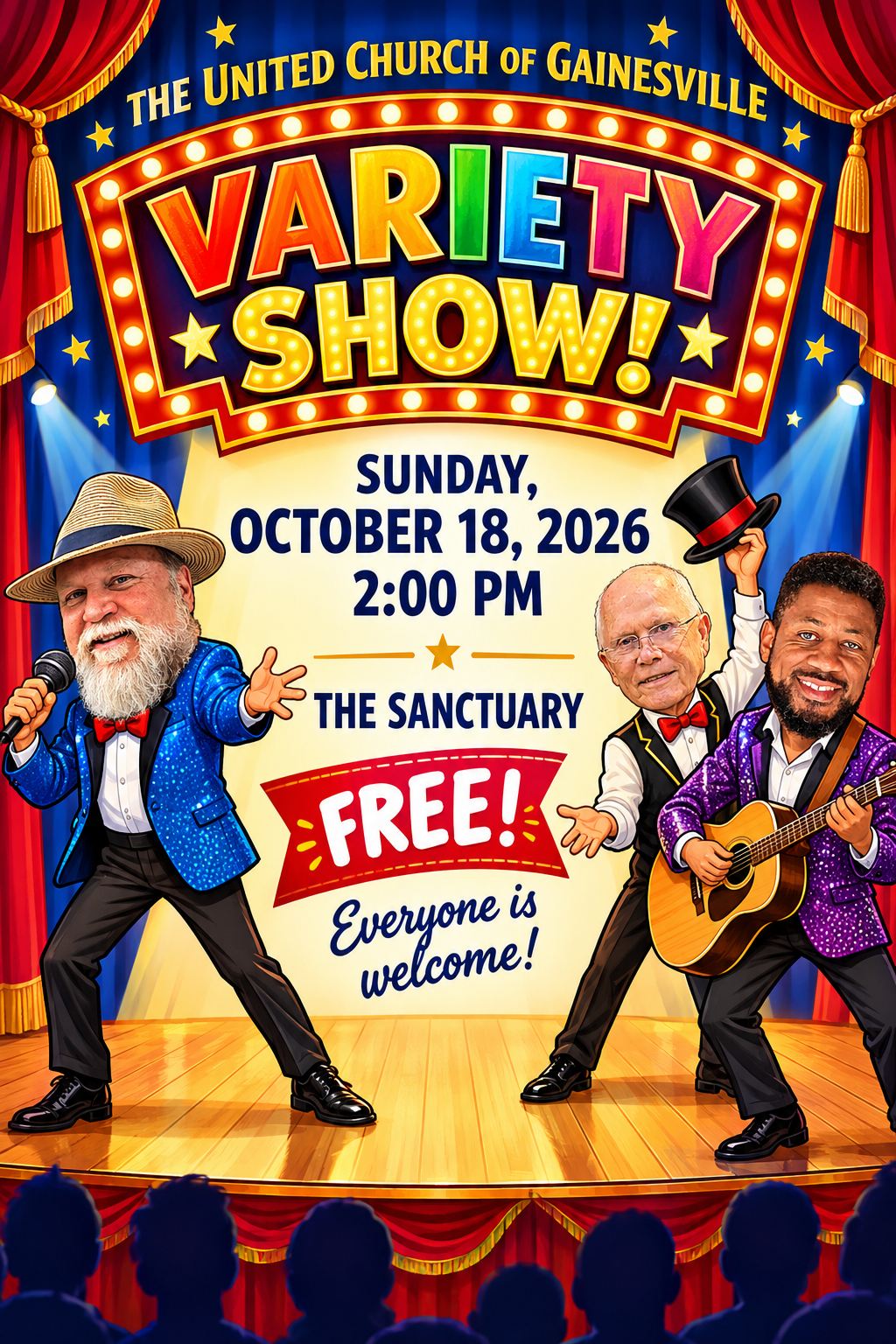 Poster for Variety Show with Live Music and Local Performers