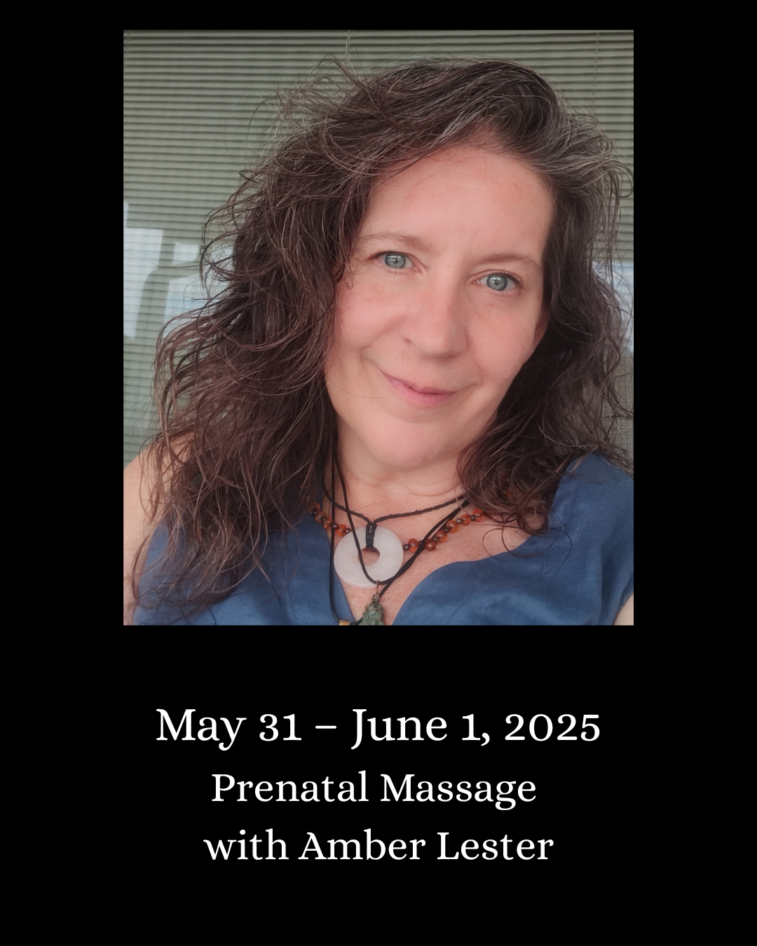 flyer for prenatal massage workshop with photo of instructor