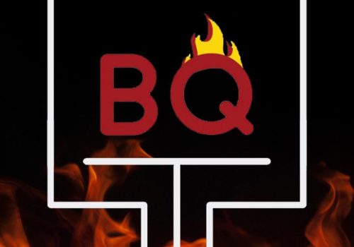 Logo for Beque Holic, letters B and Q with flames