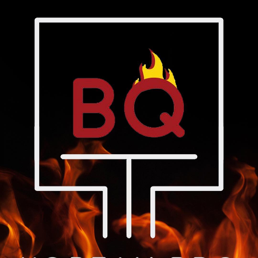 Logo for Beque Holic, letters B and Q with flames
