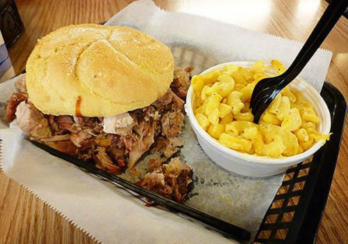 BBQ Sandwich and Mac n Cheese