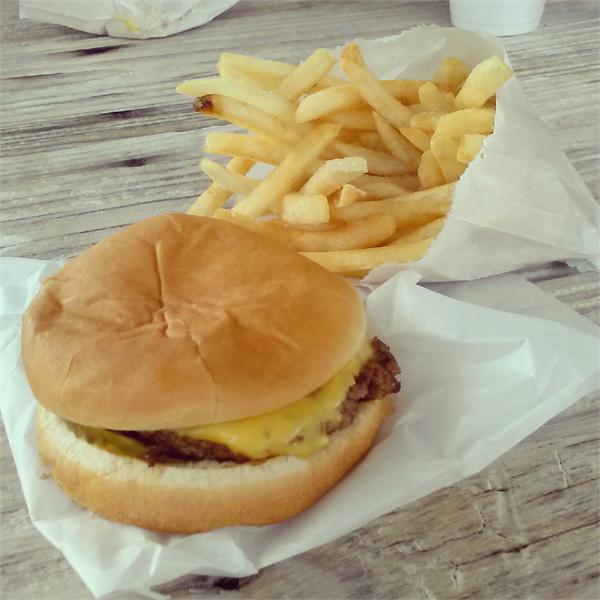 Cheeseburger and fries