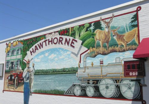 Hawthorne wall mural