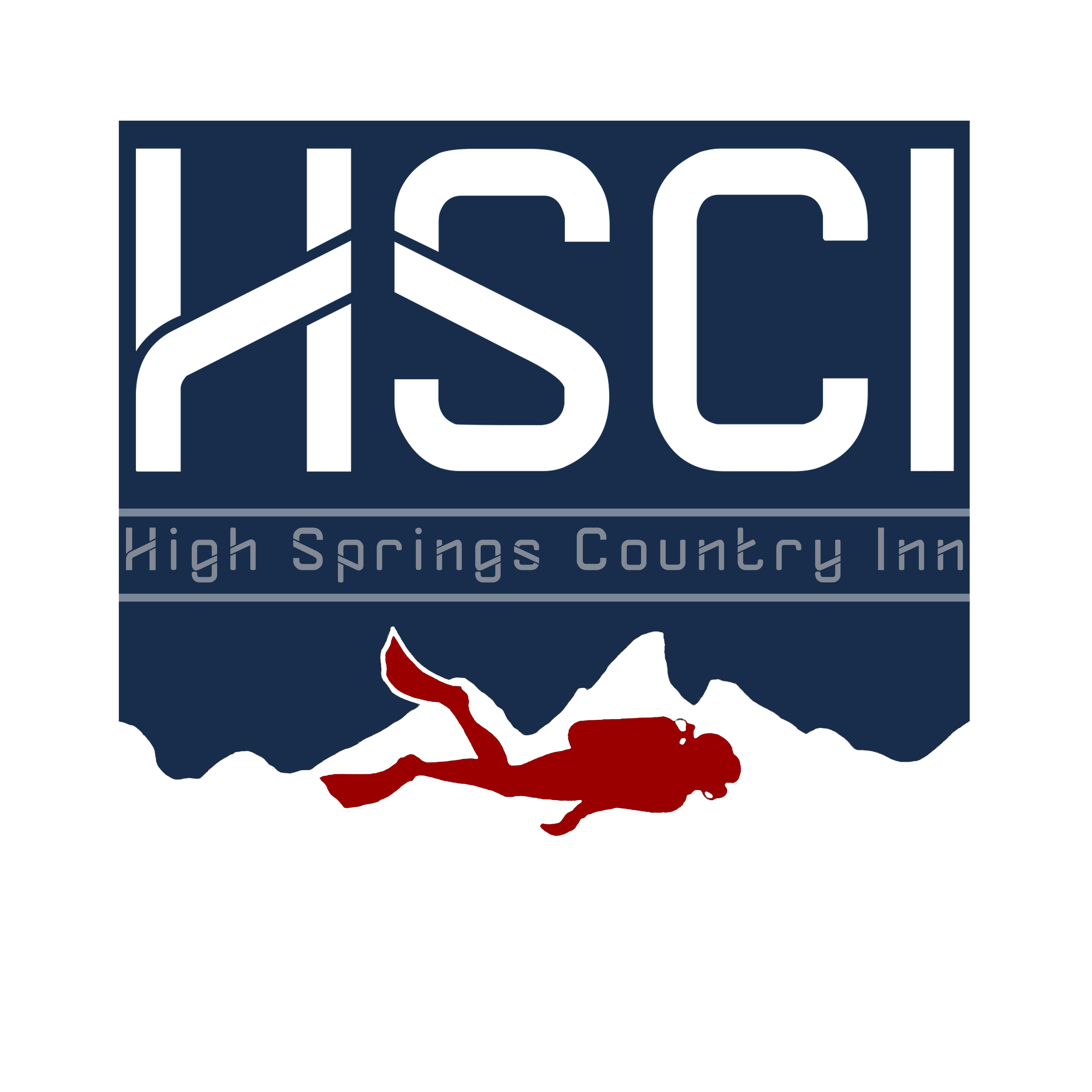 High Springs Country Inn logo with underwater cave diver