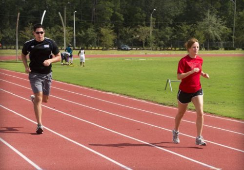 Runners on the track at Fred Cone Park