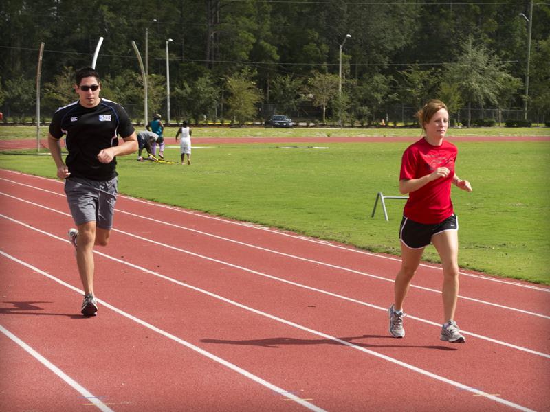 Runners on the track at Fred Cone Park
