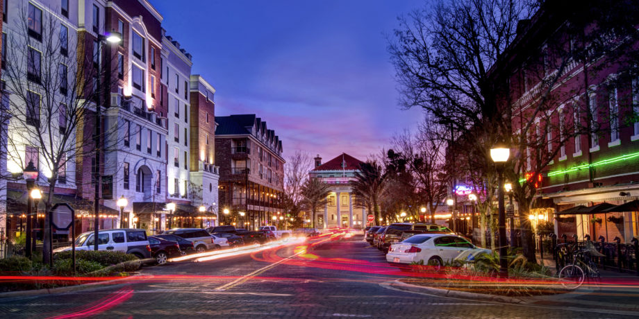 Downtown Gainesville at night