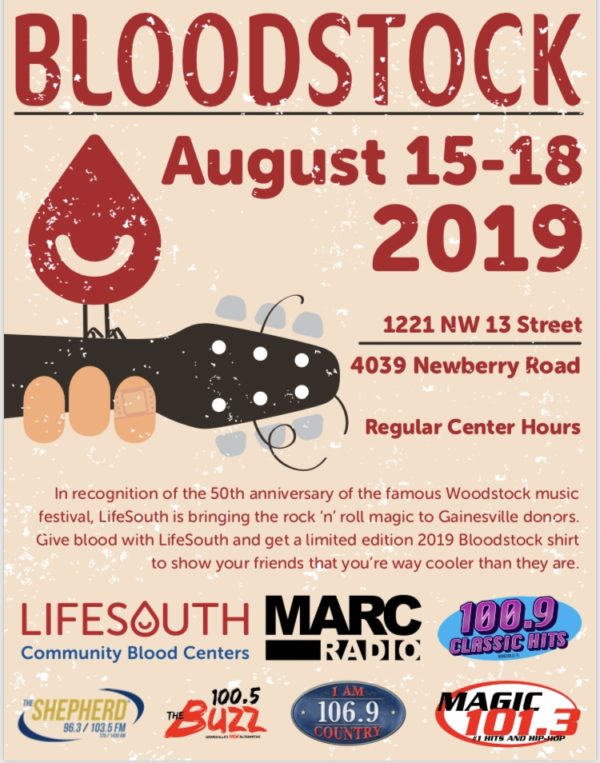Poster for Bloodstock, August 15-18, 2019, 1221 NW 13 Street, 4039 Newberry Road, Regular Center Hours, more information in description