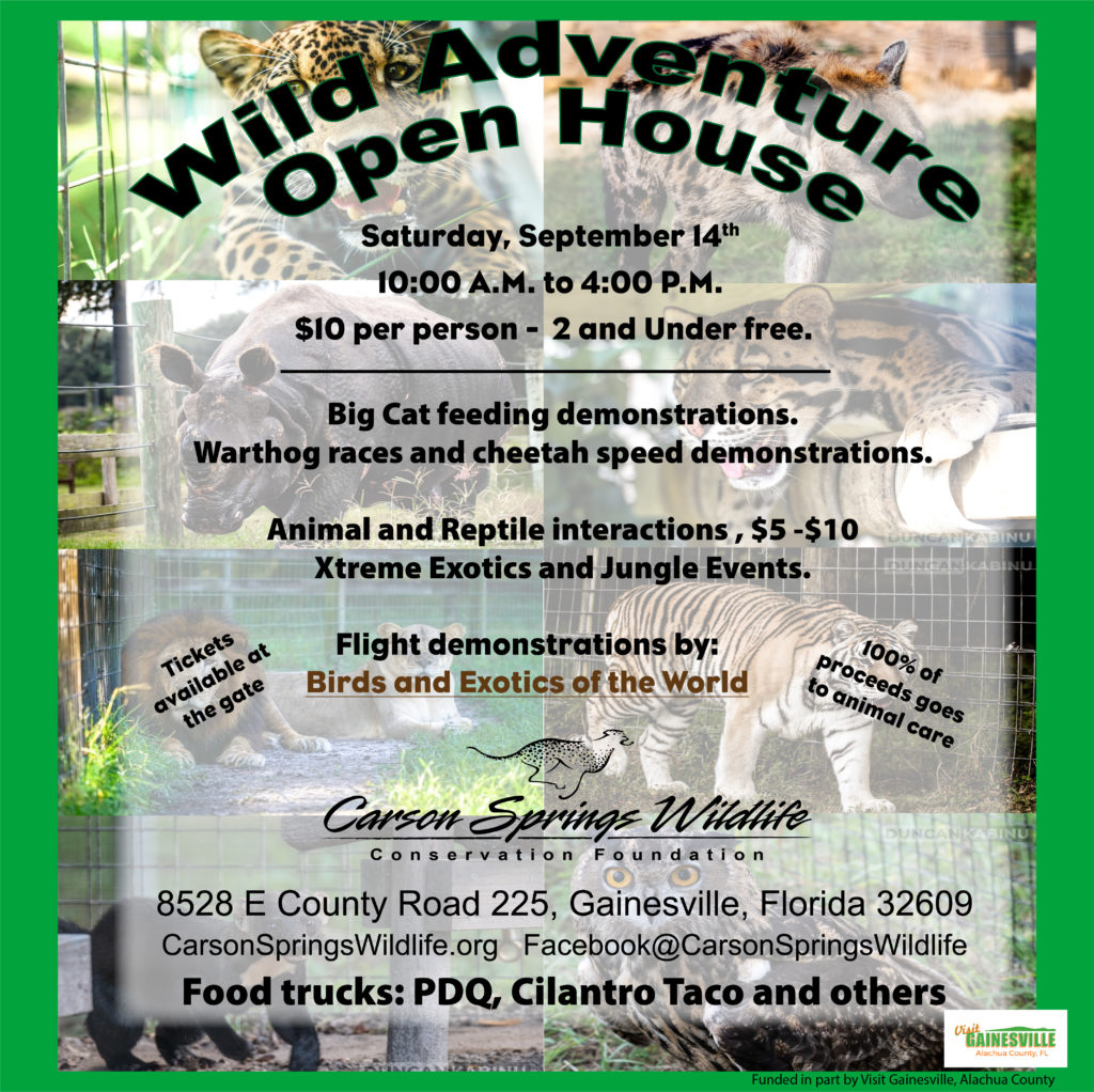 Wild Adventures Open House Poster with wild animals in the background. More details in description