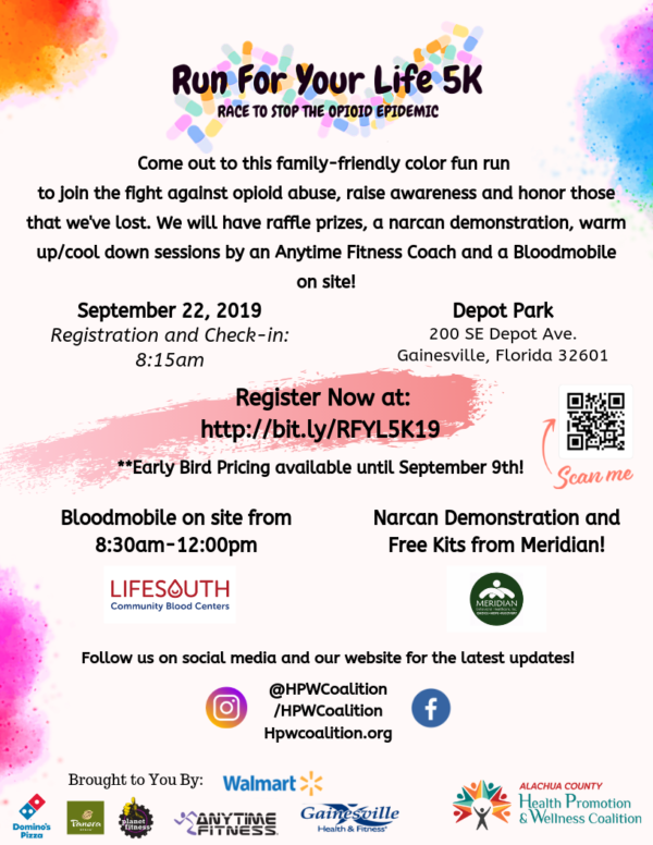 Run for your life 5K Poster . September 22, 2019 at Depot Park. , read description for details