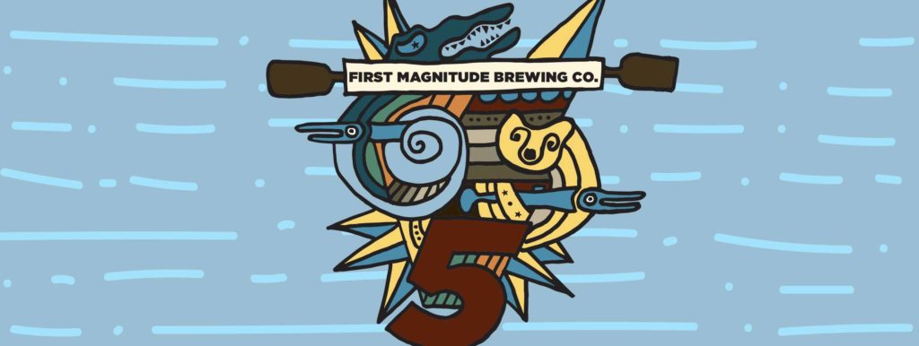Logo for First Magnitude Brewering Co. 5 year anniversary party