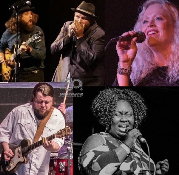 Montage of blues musicians