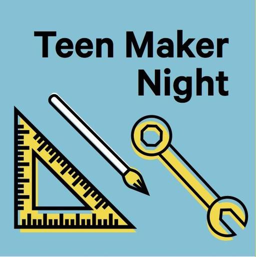 Teen Maker Night. illustration of measuring square, paint brush and wrench