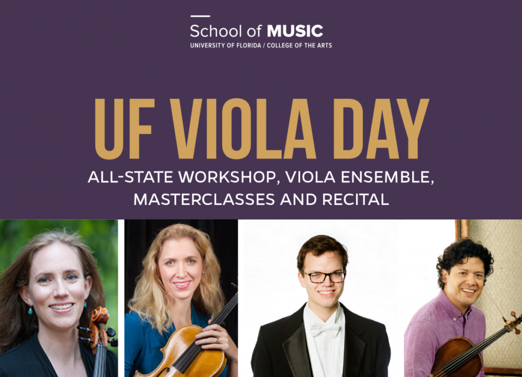 UF Viola Day, all state workshop, viola ensemble, masterclasses and recital