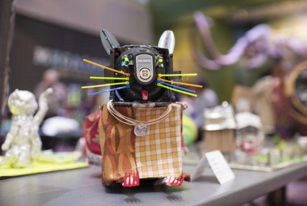 submission for trashformations, a sculpture of a cat made from recycled materials