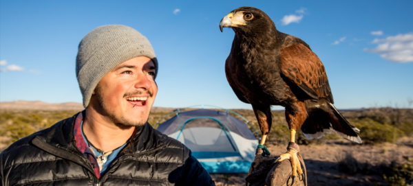 Picture of man with eagle