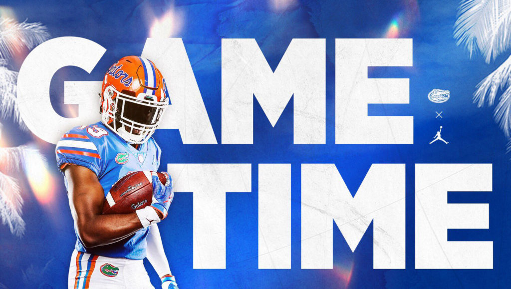 Florida Gators football player with text GAME TIME
