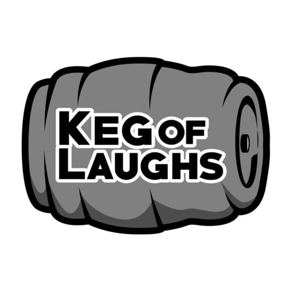 Keg with Keg of Laughs text