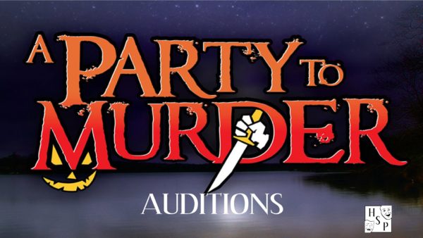 A Party To Murder logo with halloween theme