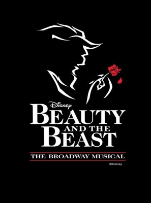 Outline of the Beast holding a rose. Poster for Disney Beauty and the Beast The Broadway Musical
