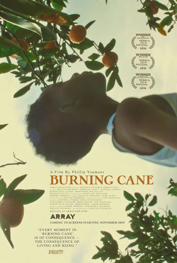 Movie poster for Burning Cane, A film by Phillip Youmans. Winner Tribeca Film Festival.