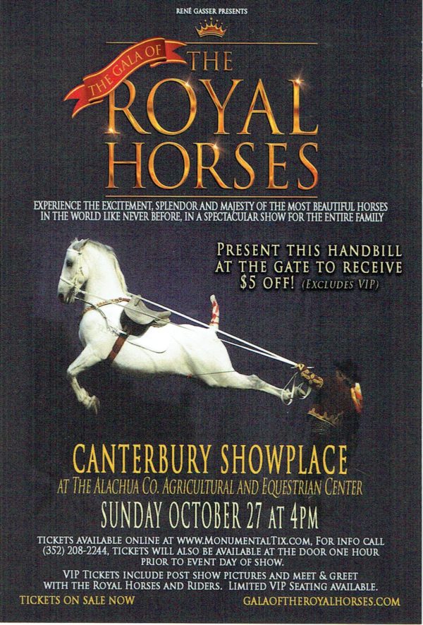 Majestic horse jumping through the air. Rene Gasser Presents The Gala of the Royal Horses.