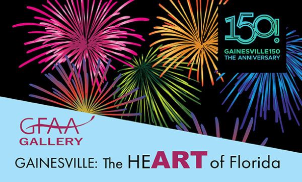Illustration of Fireworks at the Gainesville 150 logo. GFAA Gallery, Gainesville: The HeART of Florida