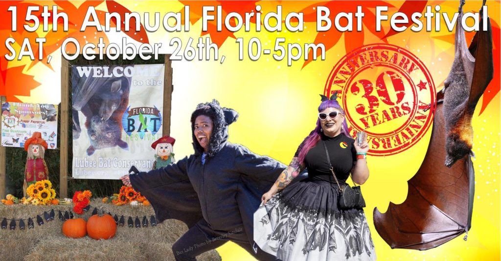 people in bat costumes. 5th annual Florida Bat Festvial, October 26, 10-5pm