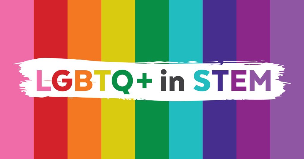 Rainbow background. LGBTQ+ in STEM