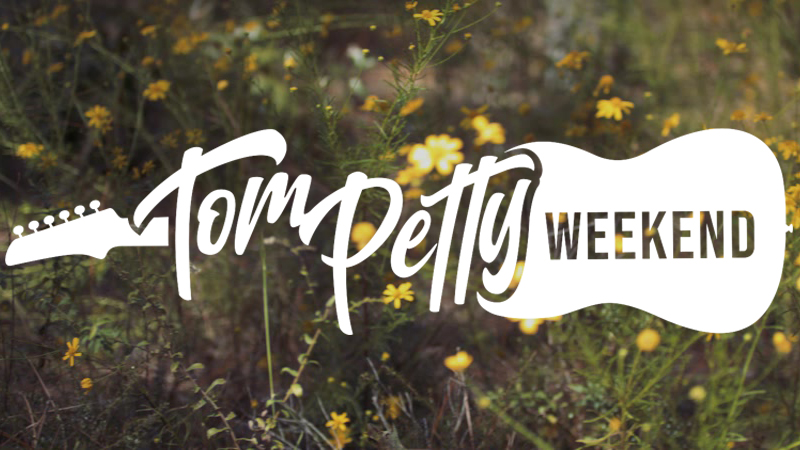 Tom Petty Weekend logo with wildflowers in background
