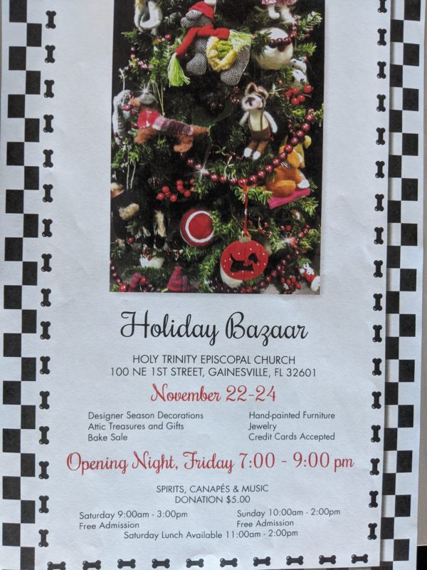 Holiday decorations. Holy Trinity Holiday Bazaar Poster
