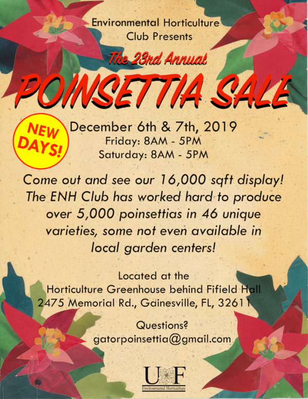 23rd annual Poinsettia Sale. December 6 and 7. See 16,000 square foot display, over 5,000 poinsettias in 46 unique varieties.