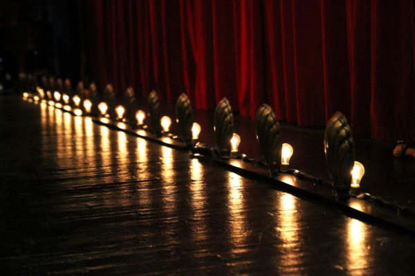 Stage lights behind the curtain