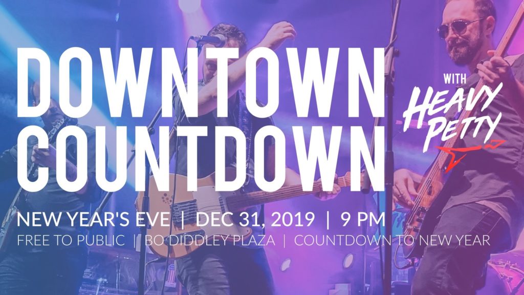 Heavy Petty band in the background. Downtown Countdown with Heavy Petty, New Year's Eve December 31 2019 9 p.m.