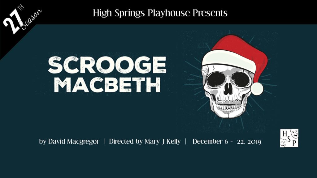 Skull with santa hat. Scrooge Macbeth