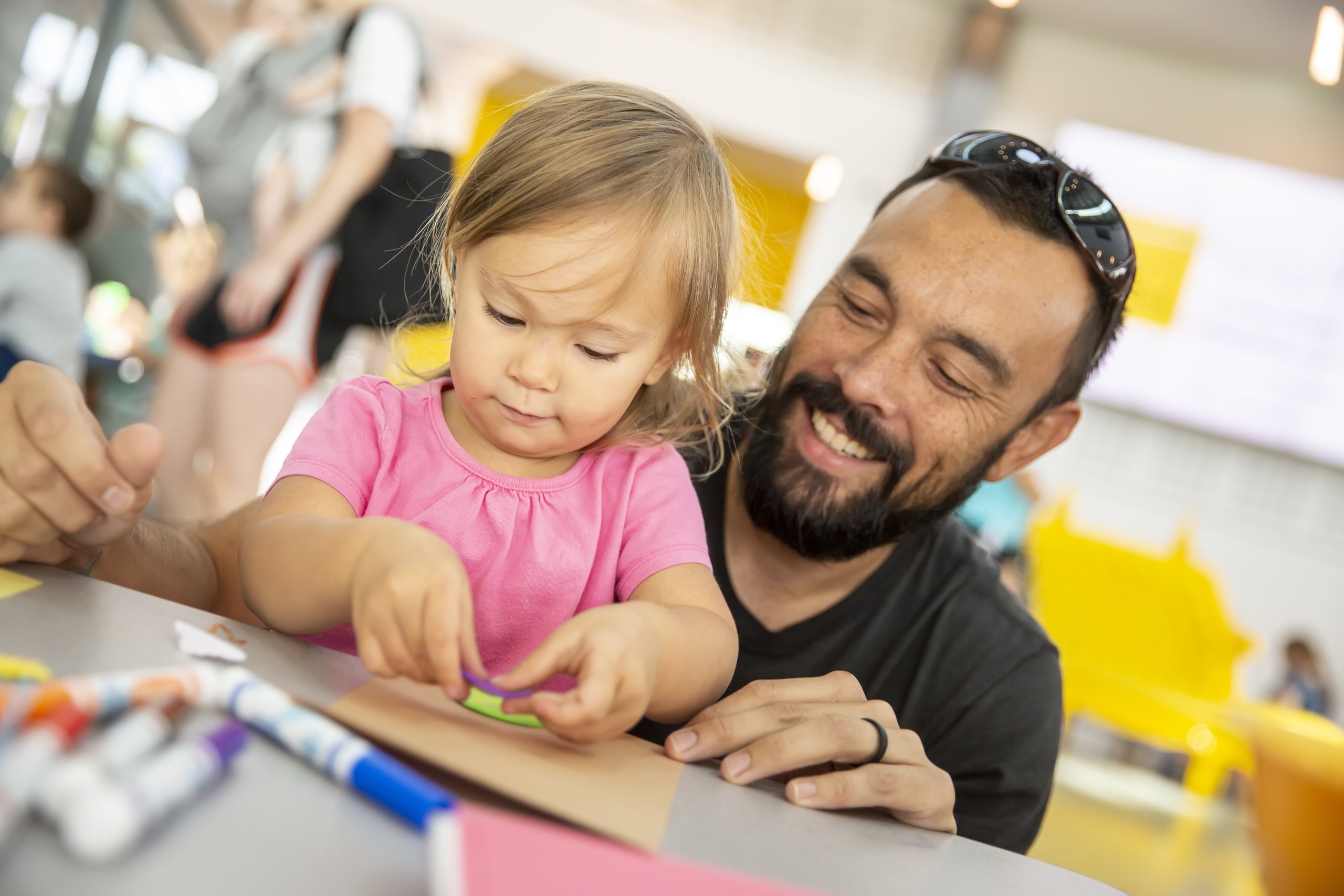 parent and child participating in an activity