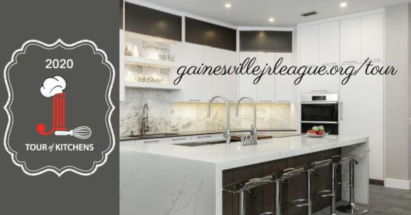 Logo for 2020 tour of kitchens. image of high-end kitchen design.