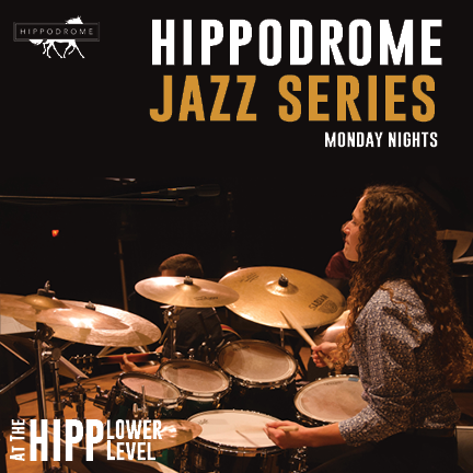 Drummer in front of drum set. Hippodrome Jazz Series