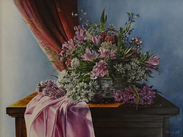 Still life painting of flowers