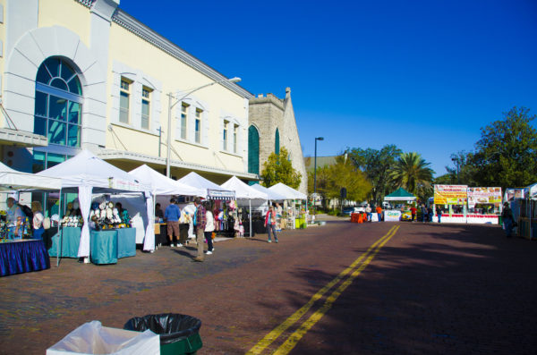 Artist tents line the streets in downtown Gainesville