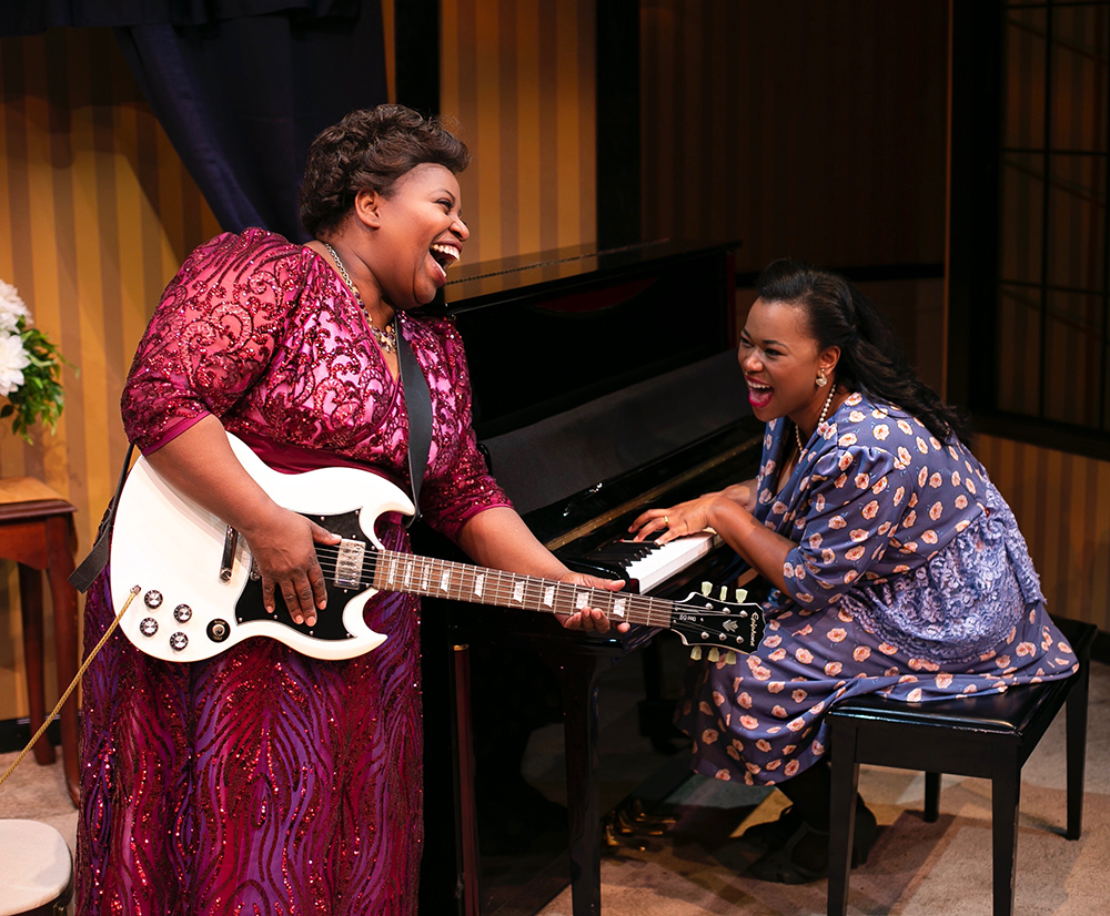 Cast members of Marie and Rosetta singing on guitar and piano