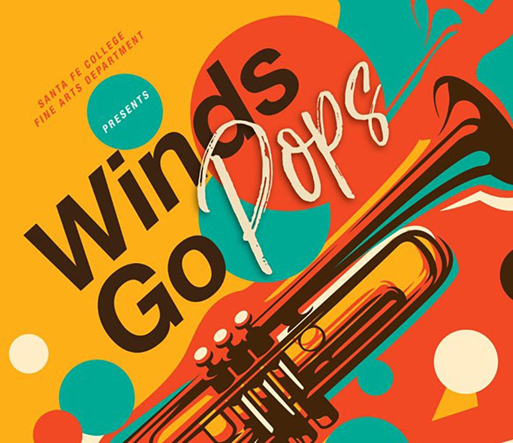 Illustration of trumpet. Winds Go Pops