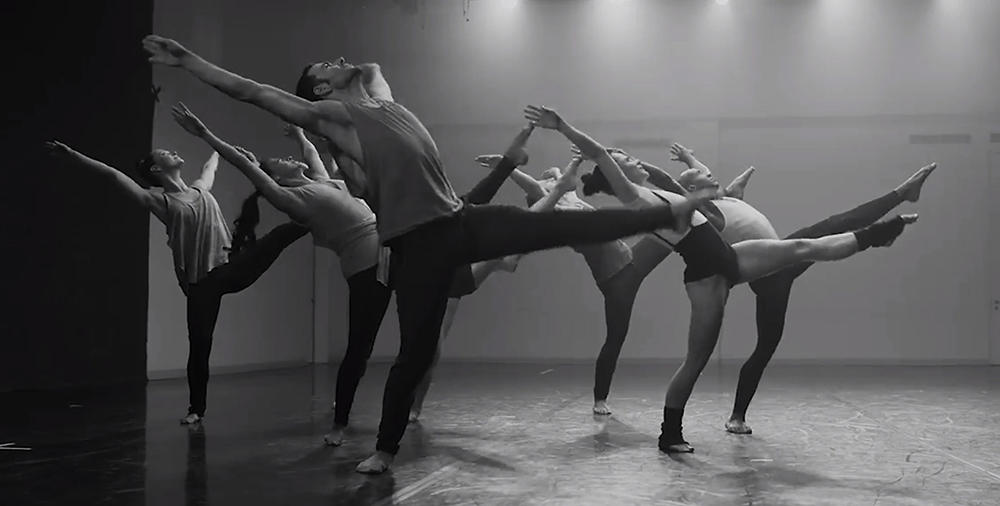 Group of dancers in the middle of a routine