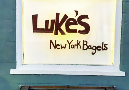 Luke's New York Bagels hand painted sign