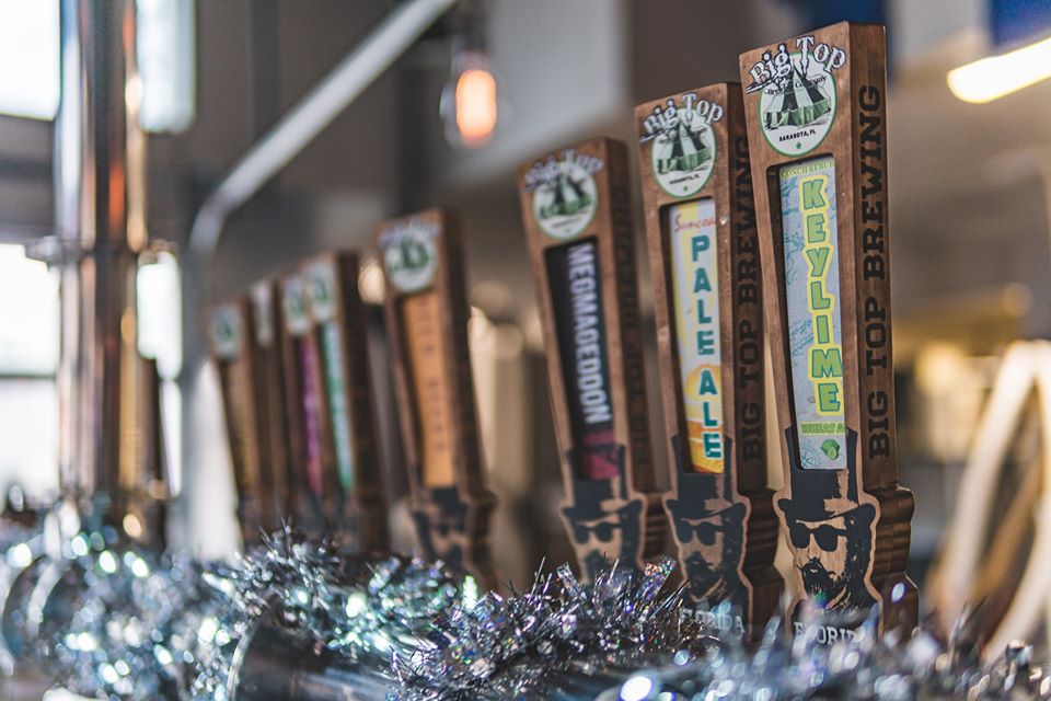 beer taps at Big Top Brewing Company