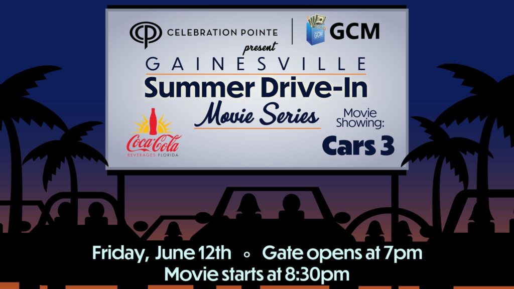 Gainesville drive-in movie series showing Cars 3