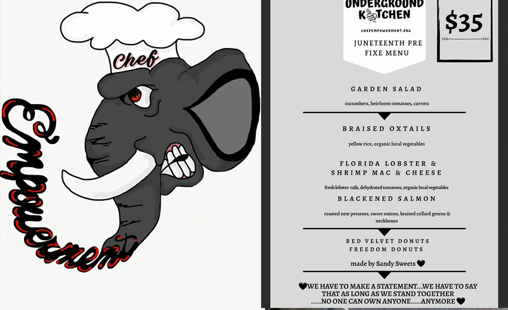Juneteenth pre fixe menu from Chef Empowerment's Underground Kitchen