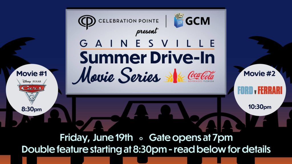 Gainesville summer drive in movie series at celebration pointe