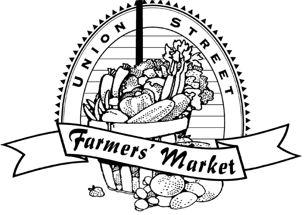 Logo for Union Street Farmer's Market with illustration of basket and vegetables
